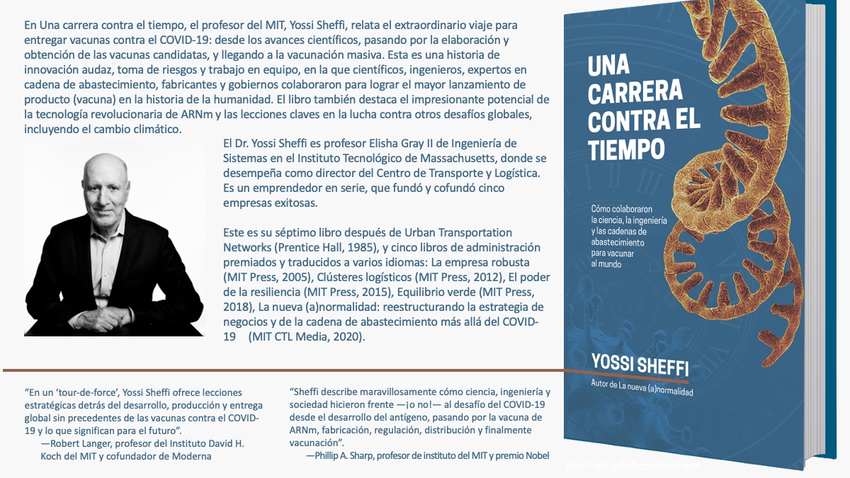 una carrera contra el tiempo cover and text with yossi sheffi author image